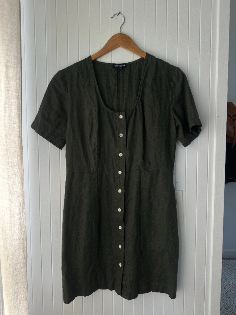 Ilana Kohn Oscar Mini Dress Linen in Olive